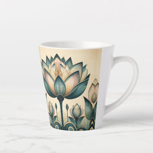 Art Deco Lotus 12oz Mok (Rechts)