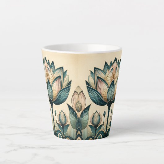 Art Deco Lotus 12oz Mok (Voorkant)