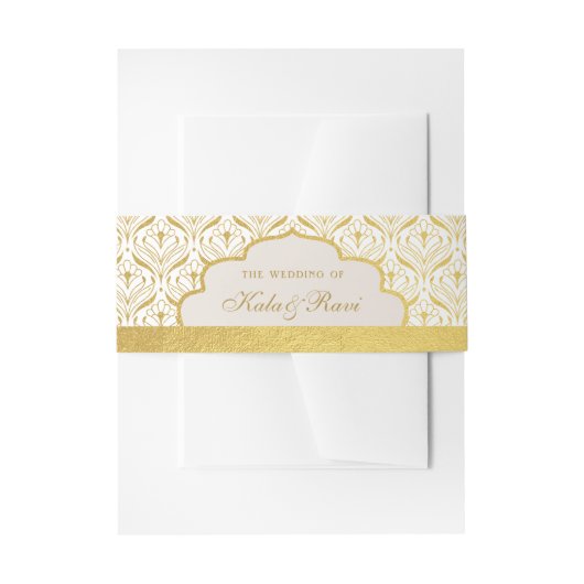 Art Deco Lotus Goud Bloemen Uitnodigingen Wikkel (Voorkant Voorbeeld)