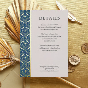 Art Deco Lotus Goud Bruiloft Details Behuizing Kaa Folie Uitnodiging Briefkaart