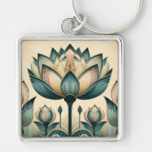 Art Deco Lotus Sleutelhanger