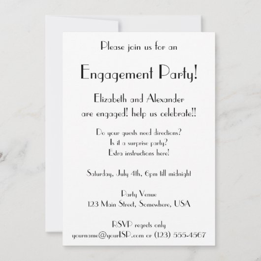 Art Deco Love, Fireworks Engagement Party Kaart (Achterkant)