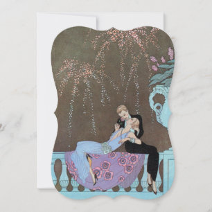 Art Deco Love, Fireworks Engagement Party Kaart