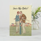 Art Deco Love Romance Tennis Save the Date Kaart (Staand voorkant)