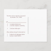 Art Déco Love Trees Mariage Menu Choix RSVP (Dos)