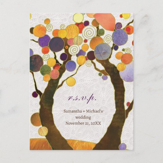 Art Déco Love Trees Mariage Menu Choix RSVP (Devant)