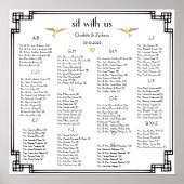 Art Deco Love Vogel Oud Geld Custom Kleur Trouwen Poster (Voorkant)