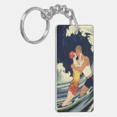  Art Deco Lovers Kiss in The Waves bij Beach Sleutelhanger (Voorkant Links)