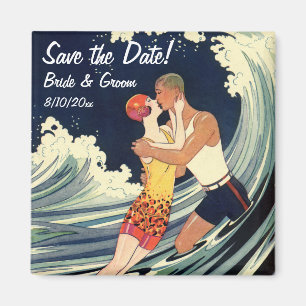  Art Deco Lovers Kiss Wedding Save the Date Magneet
