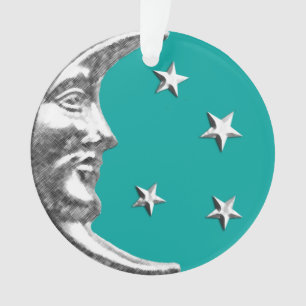Art Déco Lune et Etoiles - Turquoise & Argent
