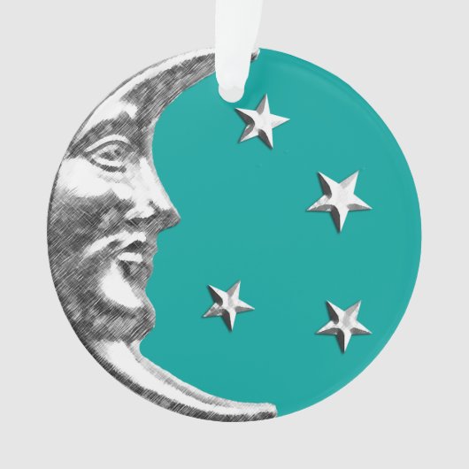 Art Déco Lune et Etoiles - Turquoise & Argent (devant)