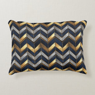 "Art Deco Luxe Design: Goud, Zilver & Blauw Accent Kussen