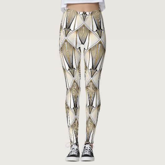 Art Deco, luxe gouden motief Leggings (Voorkant)