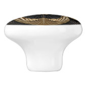 Art Deco Luxe Zwart en Goud Keramische Knop (Zijkant)