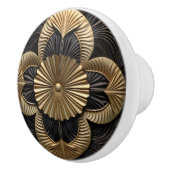 Art Deco Luxe Zwart en Goud Keramische Knop (Rechts)