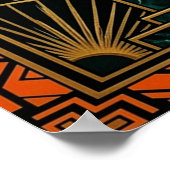 Art Déco Lynx Doré qui Bondit - Décoration Murale (Coin)