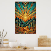 Art Deco Majestic Mesa Poster - Geometric Desert (Cuisine)