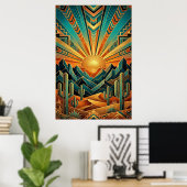 Art Deco Majestic Mesa Poster - Geometric Desert (Bureau à domicile)