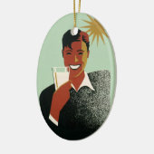 Art Deco Man, koude Drinken in de zomer Keramisch Ornament (Links)