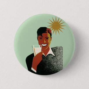 Art Deco Man, koude Drinken in de zomer Ronde Button 5,7 Cm