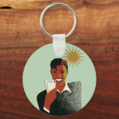 Art Deco Man, koude Drinken in de zomer Sleutelhanger (Achterkant)