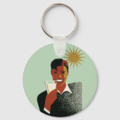 Art Deco Man, koude Drinken in de zomer Sleutelhanger (Achterkant)