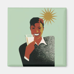 Art Deco, Man met cocktail in de zon Magneet