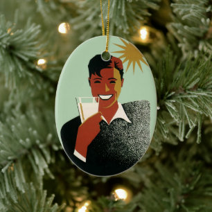 Art Deco man uit het verleden, koude drankjes in d Keramisch Ornament