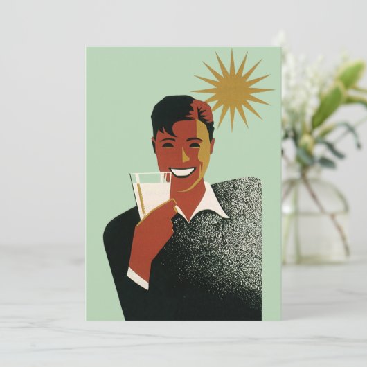 Art Deco Man, Zomer Achtertuin BBQ Kaart (Staand voorkant)