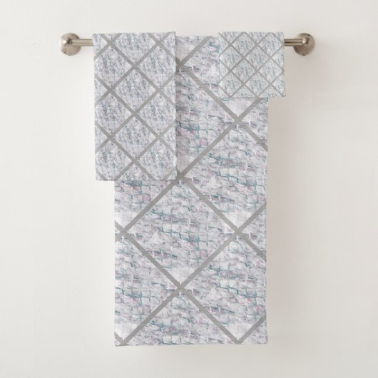ART DECO MARBLE  BATHROOM TOWEL SET BAD HANDDOEK (Insitu)