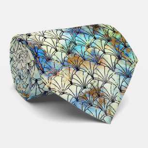 ART DECO MARBLE BLUE AQUA PATTERNED STROPDAS