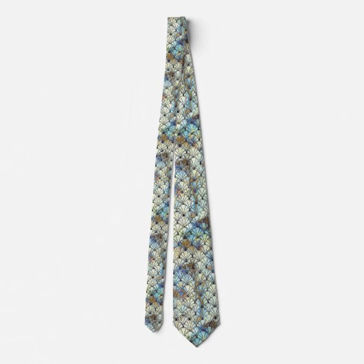 ART DECO MARBLE BLUE AQUA PATTERNED STROPDAS (Achterkant)