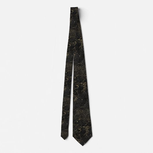 ART DECO MARBLE CHEVRON BLACK GOLD ABSTRACT STROPD STROPDAS (Achterkant)