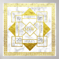 Art Déco Mariage Anniversaire Marbre Or Foil