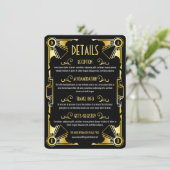 Art Déco Mariage Détails Directions Carte Gold Noi (Debout devant)
