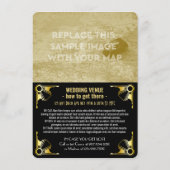 Art Déco Mariage Détails Directions Carte Gold Noi (Dos)
