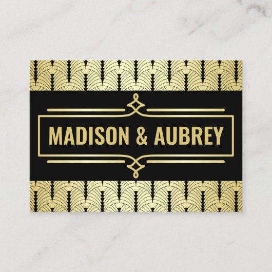 Art Déco Mariage Gold Black Gatsby Direction Carte (Devant)