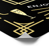 Art Déco Mariage Gold Black Great Gatsby Bar Menu (Coin)