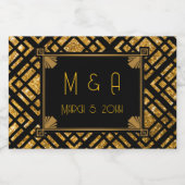 Art Déco Mariage noir et or Mini Étiquette vin (Étiquettes simples)