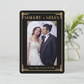 Art Déco Marié Et Joyeuse Carte De Noël (Debout devant)