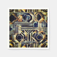 Art-deco marmer Zwart en goud Jazzy Geometrisch