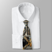 Art-deco marmer Zwart en goud Jazzy Geometrisch Stropdas (Gebonden)