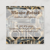 Art-deco marmer Zwart en goud Jazzy Geometrisch Vierkante Visitekaartje (Achterkant)