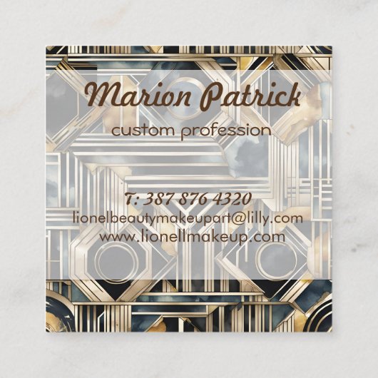 Art-deco marmer Zwart en goud Jazzy Geometrisch Vierkante Visitekaartje (Achterkant)