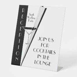 Art Deco Martini Reclamebord Met Voetstuk