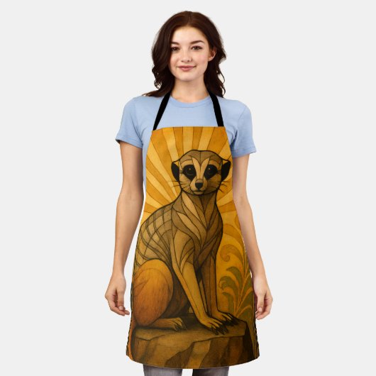Art Deco Meerkat illustratie Schort (Gedragen)