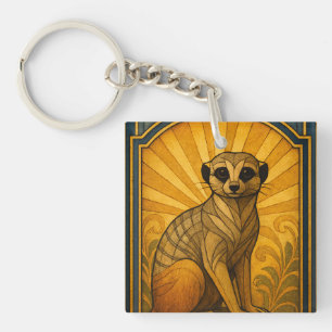 Art Deco Meerkat illustratie Sleutelhanger