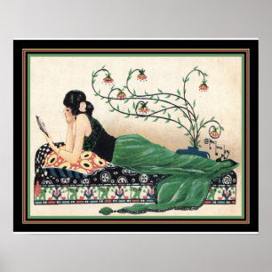 Art Deco "Meisje met spiegel" Afdrukken -16x20 Poster