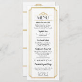 Art Deco Menu Gold White Weduwen Reception Kaart (Voorkant / Achterkant)