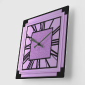 Art Deco, metaalorchidee Vierkante Klok (Hoek)